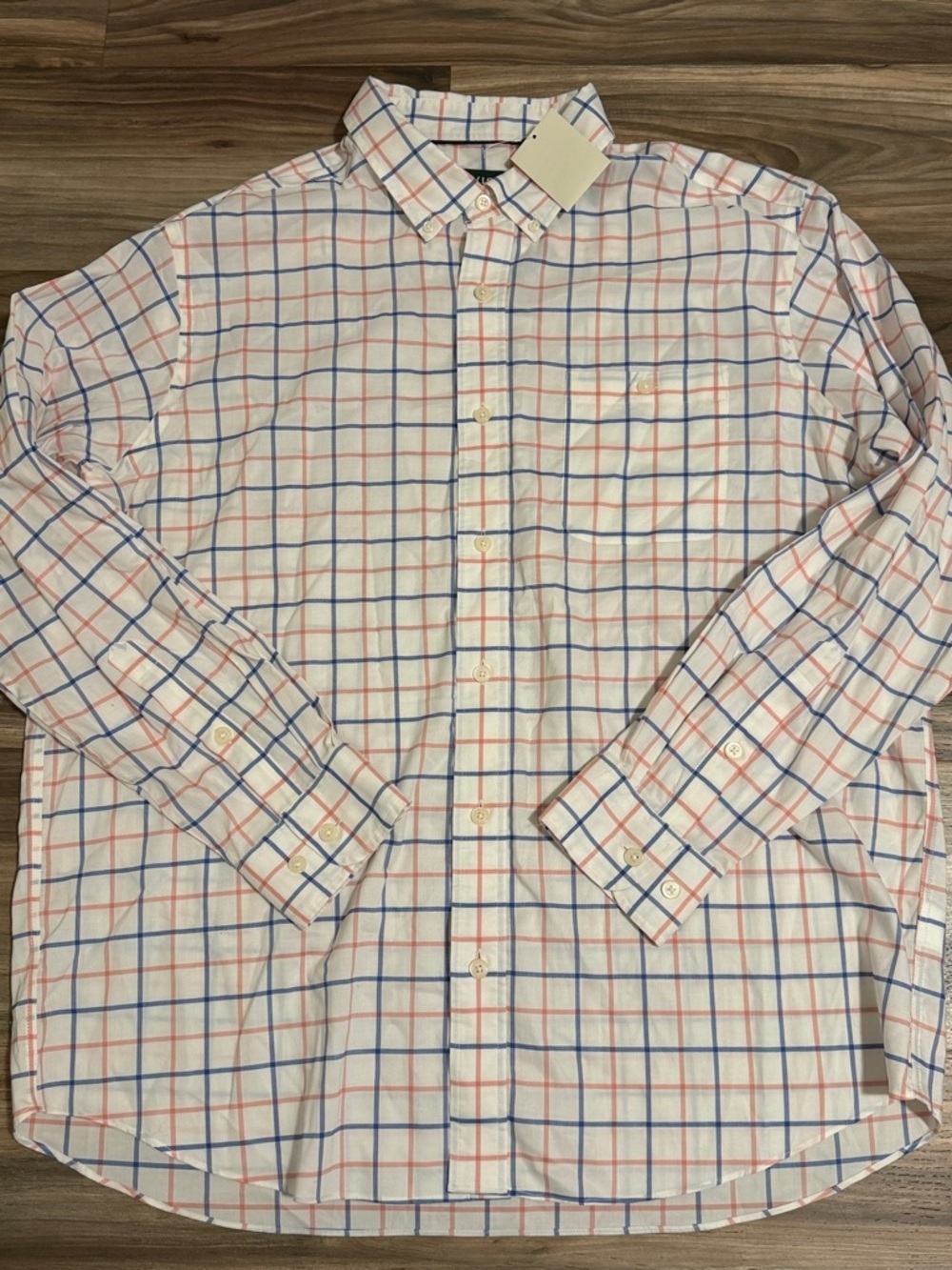 ORVIS Classic Fit Wrinkle Free Stretch Cotton Pink Blue Check Shirt Sz XL